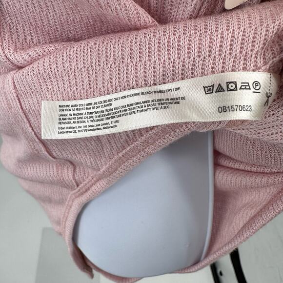 Free People Intimately Sloane Bodysuit Pink Nectar Knit WMN XS Henley Snap Scoop - Picture 10 of 13